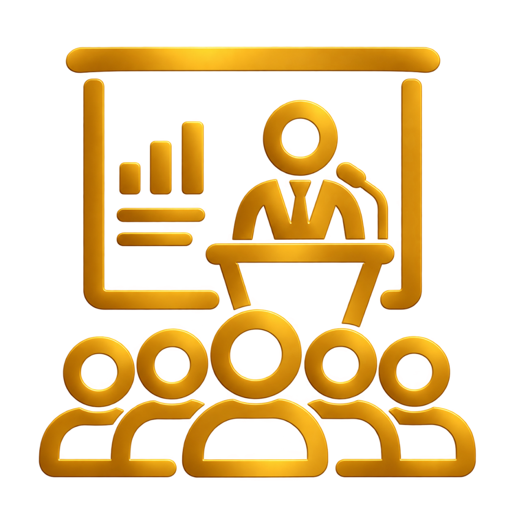 Golden Conference Presentation Icon 1 1024x1024